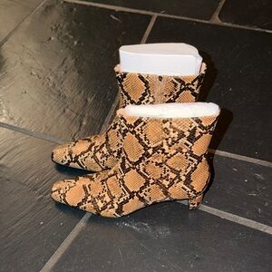 Katy Perry Collections Snake Print Ankle Booties in Tan and Black